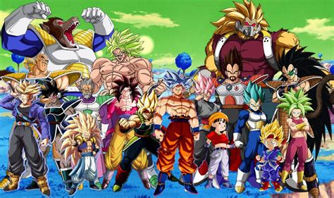 Collage de varios personajes Saiyajin de Dragon Ball Z