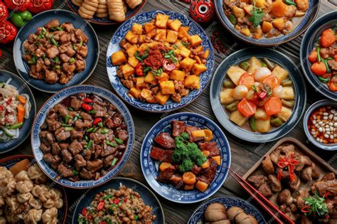Platos variados de comida china