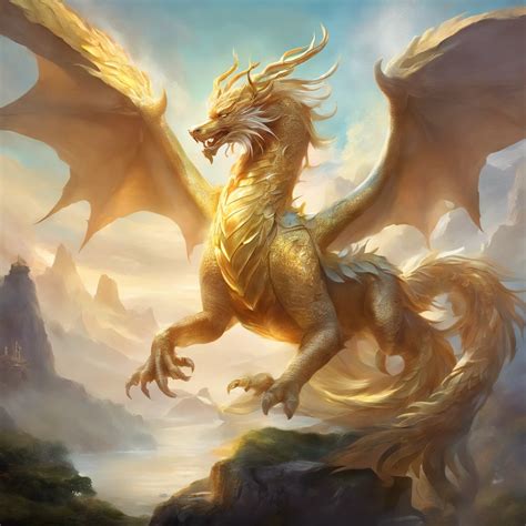 Ilustración de un dragón dorado emitiendo luz