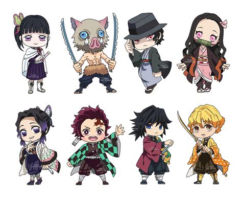Ilustración de personajes de Kimetsu no Yaiba en camisetas y sudaderas