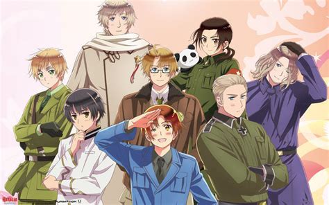 Personajes de Hetalia interactuando románticamente