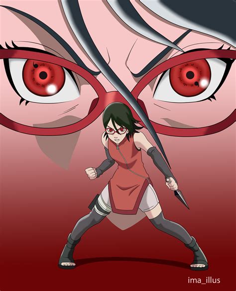 Sarada Uchiha activando su Sharingan.