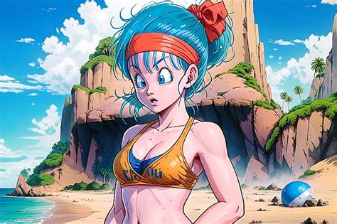 Bulma, Lazuli y Bikini en la playa